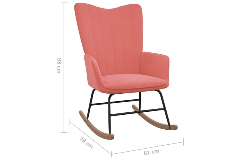 gyngestol med fodskammel fløjl lyserød - Lyserød - Møbler - Stole & lænestole - Gyngestol