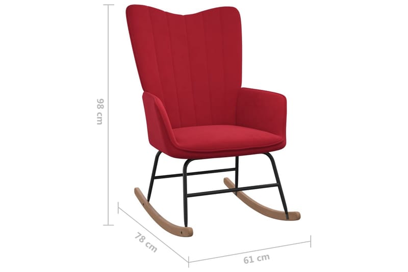 gyngestol med fodskammel fløjl vinrød - Rød - Møbler - Stole & lænestole - Gyngestol