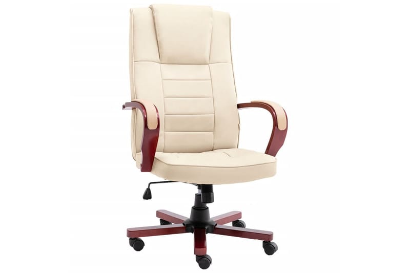 kontorstol ægte læder cremefarvet - Creme - Kontorstole & skrivebordsstole