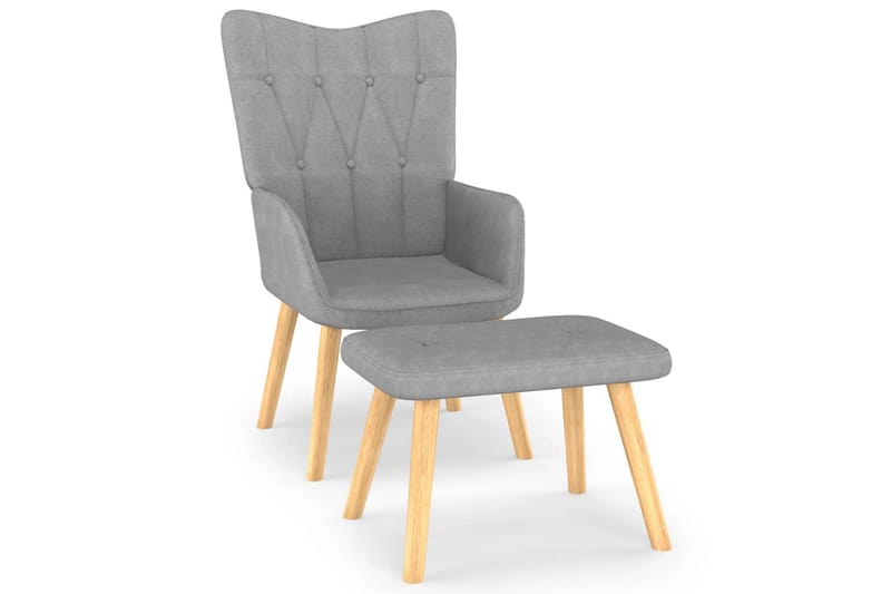 lænestol med fodskammel 62x68,5x96 cm stof lysegrå - Lænestole