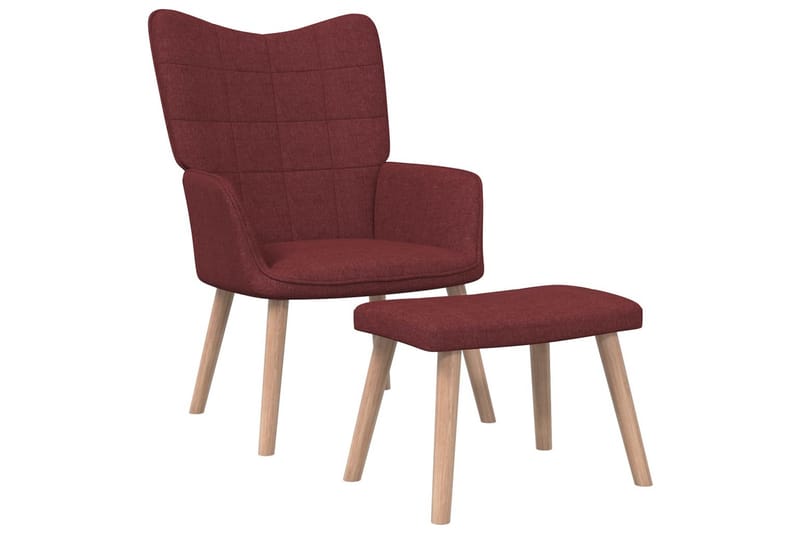lænestol med fodskammel 62x68,5x96 cm stof vinrød - Lænestole