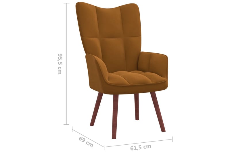 lænestol med fodskammel fløjl brun - Brun - Møbler - Stole & lænestole - Lænestole