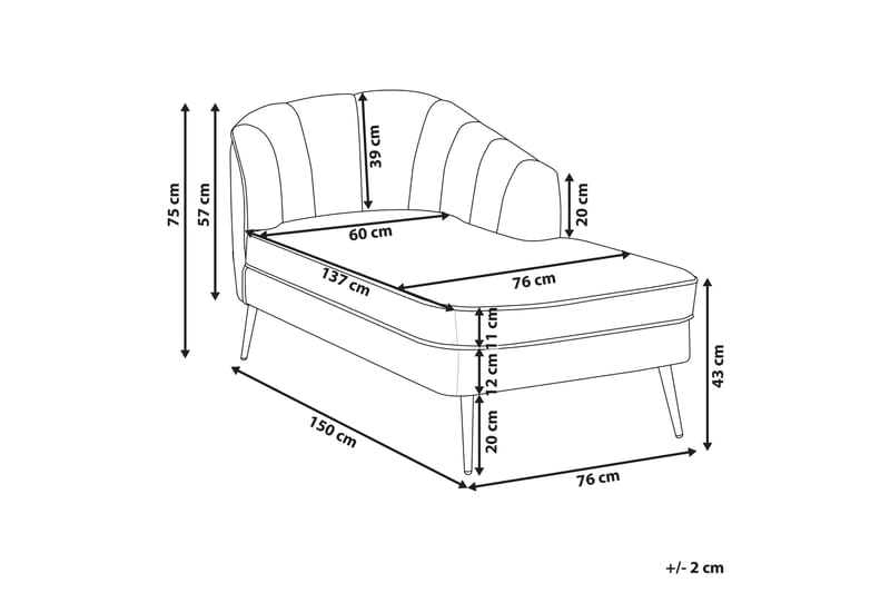 Allier Chaiselong 150 cm Højre - Sort/Hvid - Møbler - Stole & lænestole - Lænestole - Chaiselong lænestol & Divan lænesto