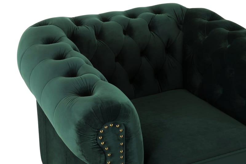 Chesterfield Deluxe Lænestol - Velour Mørkegrøn - Møbler - Stole & lænestole - Lænestole - Chesterfield lænestole