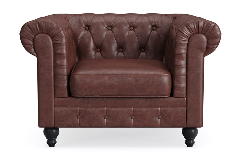 Chesterfield Lyx Lænestol - Mørkebrun PU - Møbler - Stole & lænestole - Lænestole - Chesterfield lænestole