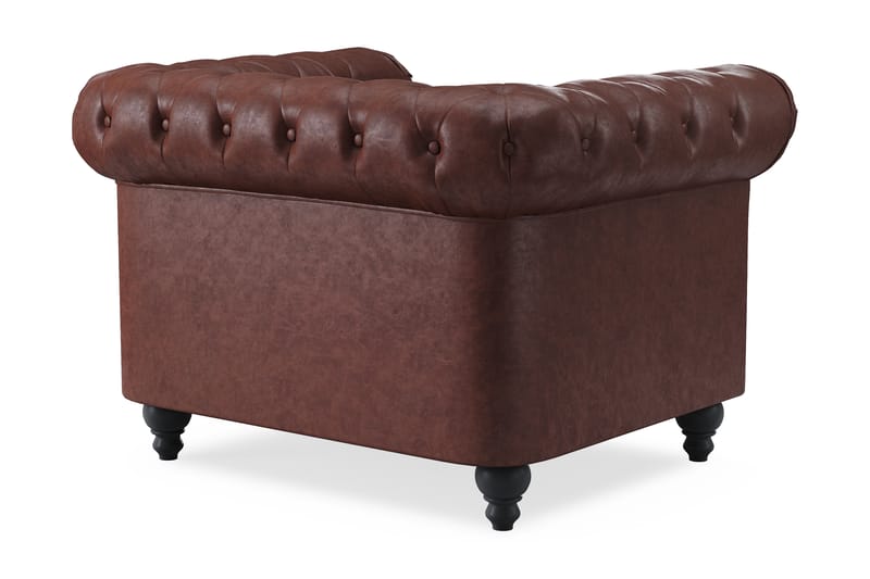 Chesterfield Lyx Lænestol - Mørkebrun PU - Chesterfield lænestole