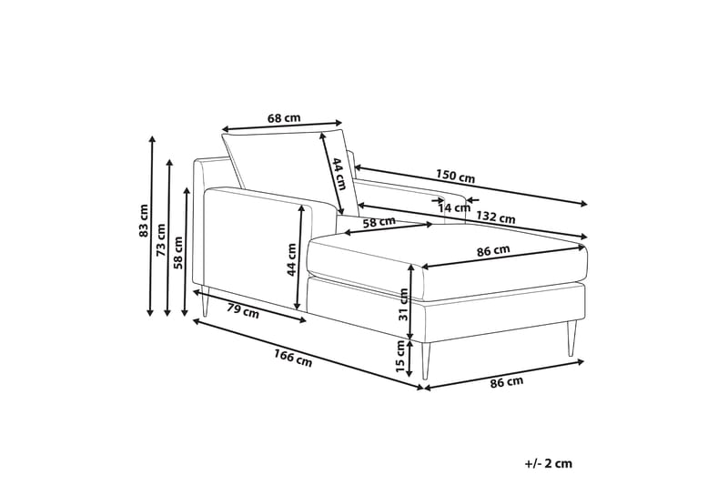 Juklund Chaiselong 88 cm - Sort/Grå - Møbler - Stole & lænestole - Lænestole - Chaiselong lænestol & Divan lænesto