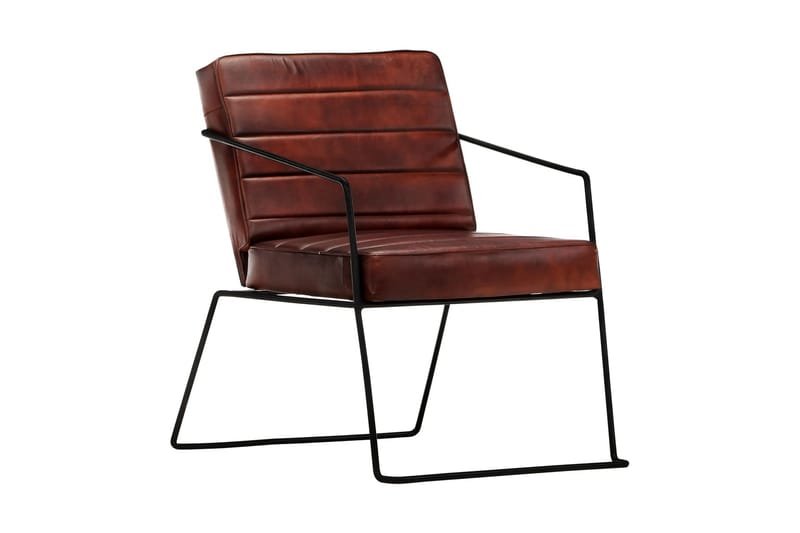 Lænestol ægte læder mørkebrun - Brun - Lænestole
