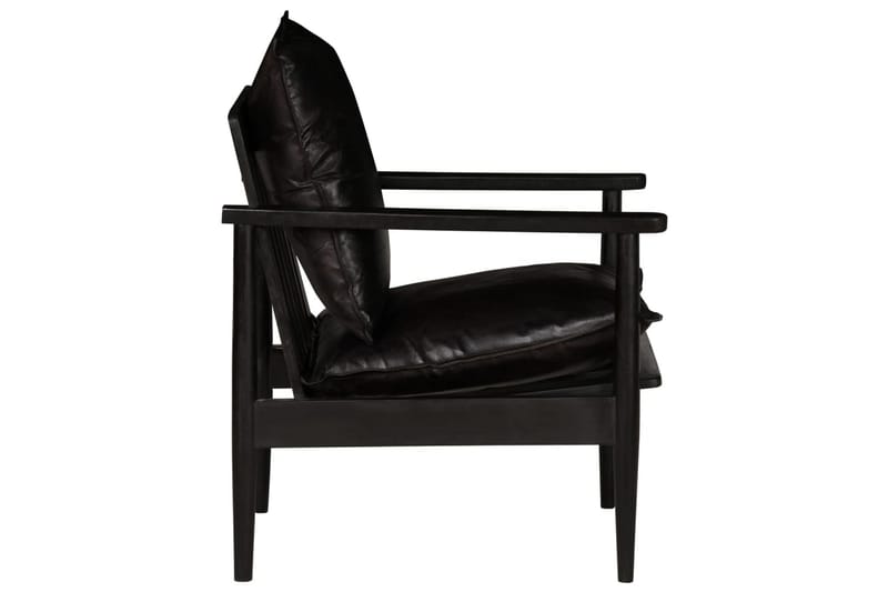 Lænestol Ægte Læder Med Akacietræ Sort - Sort - Lænestole