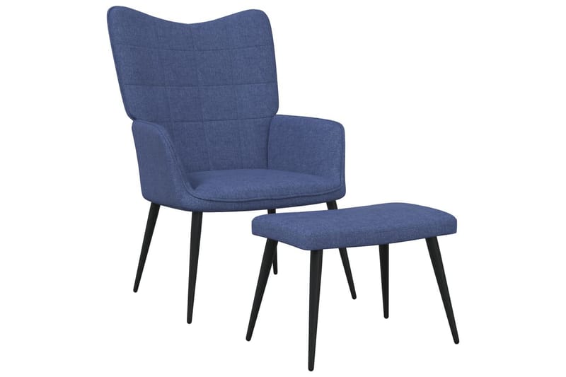 lænestol med fodskammel 62x68,5x96 cm stof blå - Lænestole