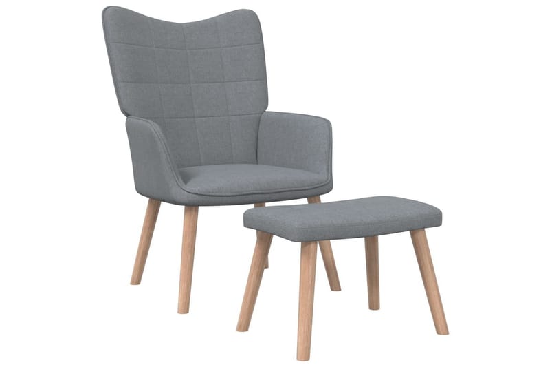 lænestol med fodskammel 62x68,5x96 cm stof lysegrå - Lænestole