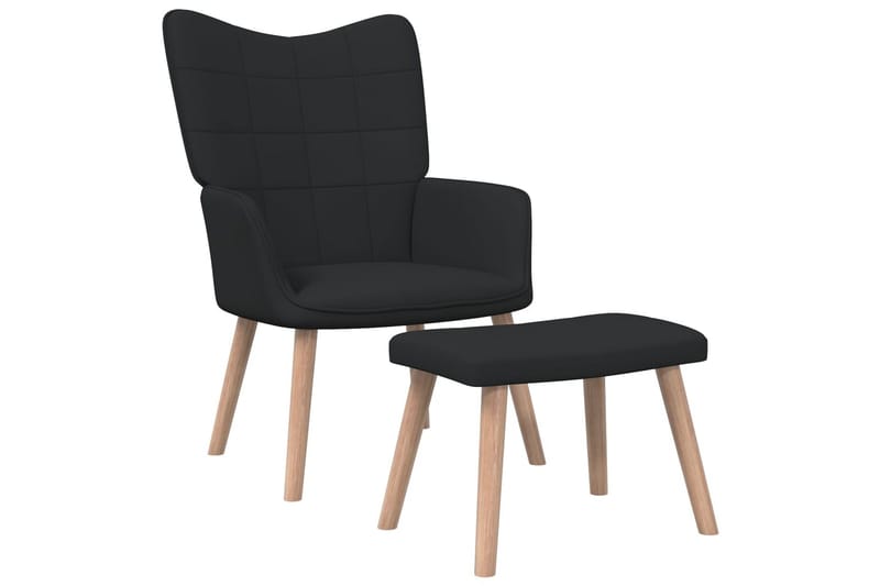 lænestol med fodskammel 62x68,5x96 cm stof sort - Lænestole