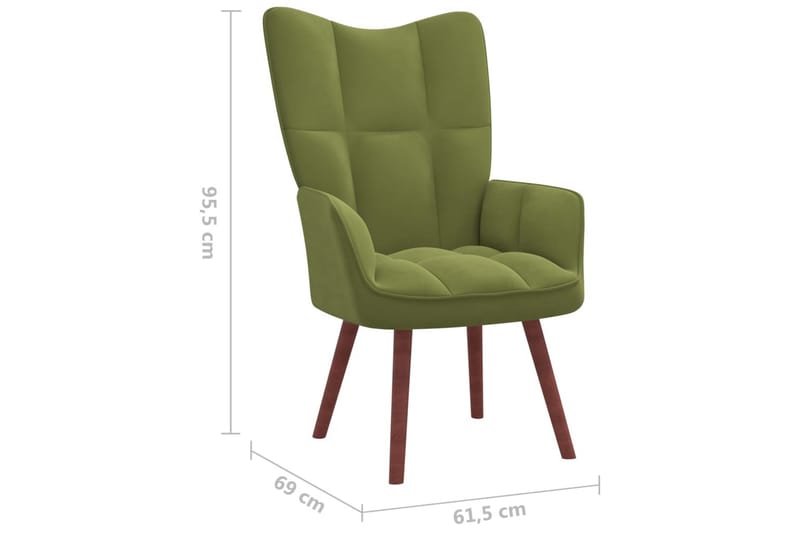 lænestol med fodskammel fløjl lysegrøn - Grøn - Møbler - Stole & lænestole - Lænestole