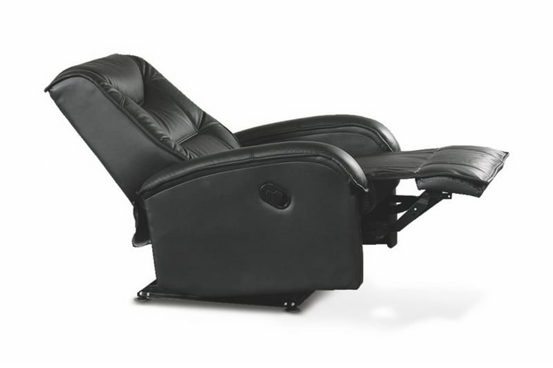 Jeff Reclinerlænestol Kunstlæder - Sort - Recliner lænestol - Læderstol - Lænestol med fodskammel - Siddemøbler med opbevaring