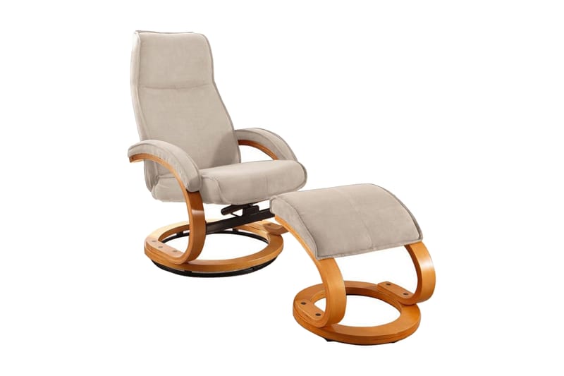 Pasha Reclinerlænestol Microfiber - Beige/træ - Møbler - Stole & lænestole - Lænestole - Recliner lænestol