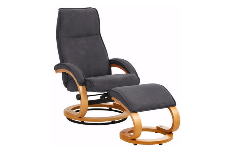 Pasha Reclinerlænestol Microfiber - Grå/træ - Møbler - Stole & lænestole - Lænestole - Recliner lænestol