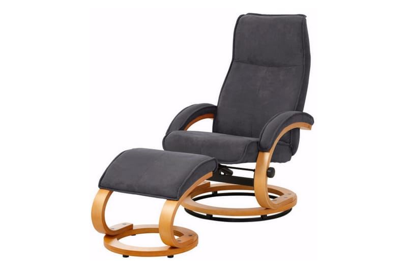 Pasha Reclinerlænestol Microfiber - Grå/træ - Møbler - Stole & lænestole - Lænestole - Recliner lænestol