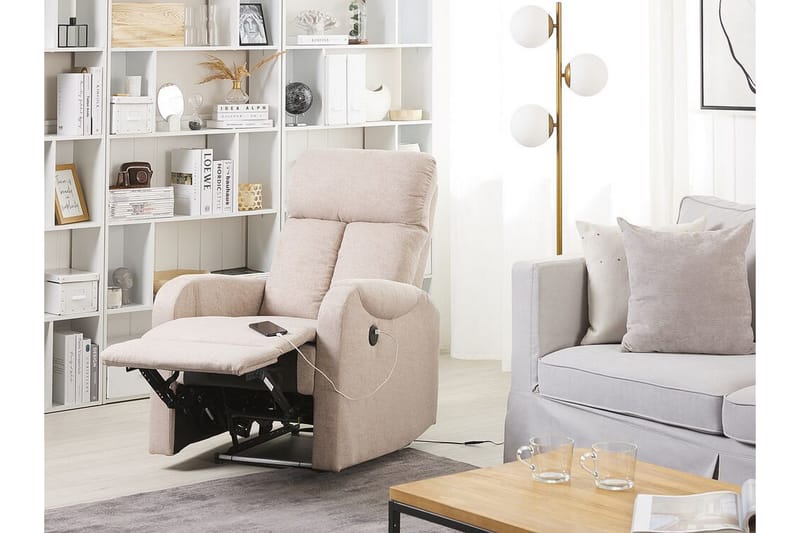 Rautela Lænestol LED-belysning + USB-port - Beige - Møbler - Stole & lænestole - Lænestole - Recliner lænestol