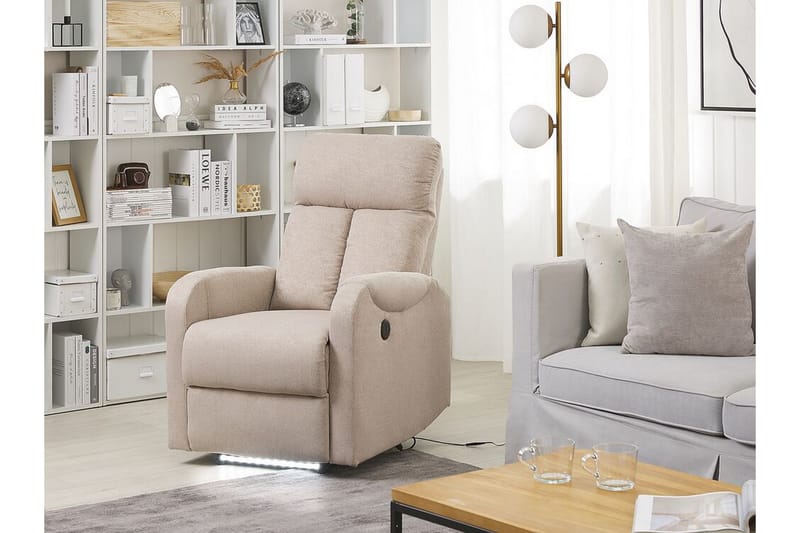 Rautela Lænestol LED-belysning + USB-port - Beige - Møbler - Stole & lænestole - Lænestole - Recliner lænestol