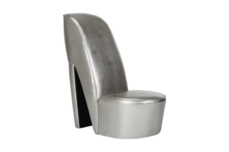 stol højhælet sko-design kunstlæder sølvfarvet - Lænestole