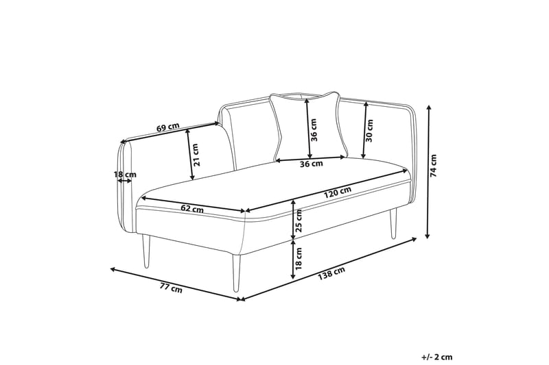 Toyoki Chaiselong 138 cm Højre - Sort/Grå - Møbler - Stole & lænestole - Lænestole - Chaiselong lænestol & Divan lænesto