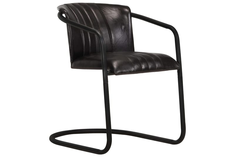 Spisebordsstole 4 Stk. Ægte Læder Sort - Sort - Spisebordsstole & køkkenstole - Armstole