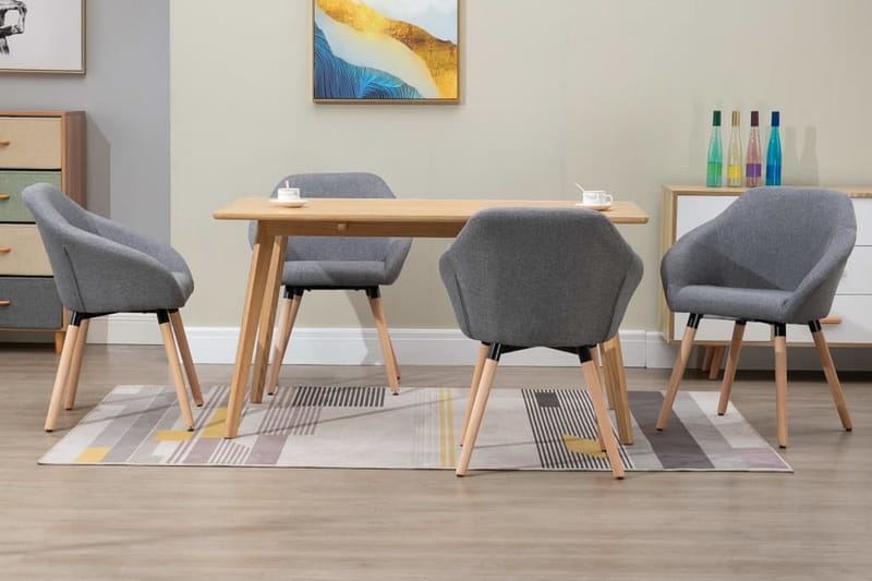 Spisebordsstole 4 Stk. Stof Lysegrå - Grå - Spisebordsstole & køkkenstole - Armstole