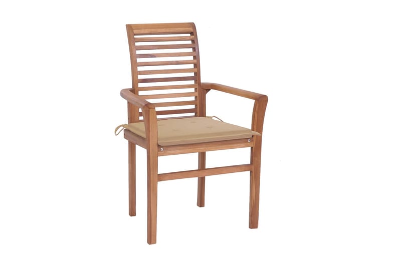 Spisebordsstole 2 Stk. Med Beige Hynder massivt teaktræ - Spisebordsstole & køkkenstole - Armstole