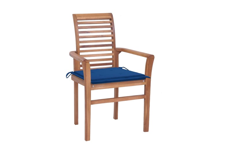 Spisebordsstole 2 Stk. Med Kongeblå Hynder massivt teaktræ - Spisebordsstole & køkkenstole - Armstole