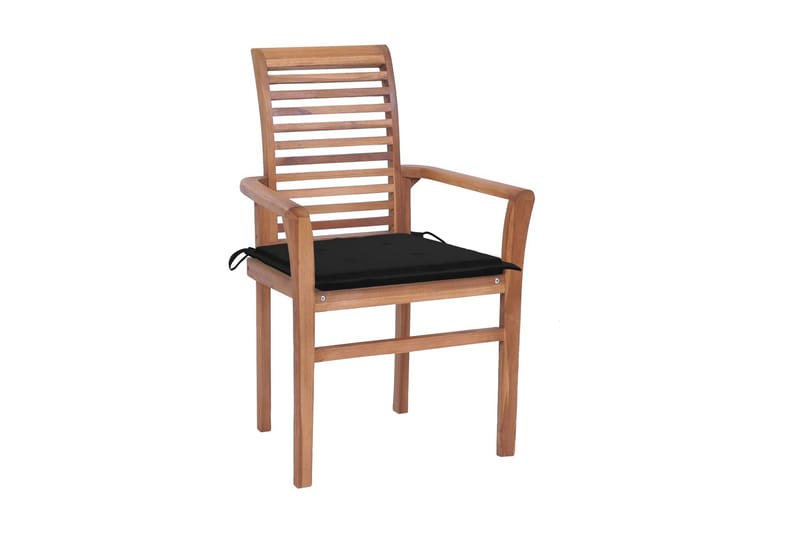 Spisebordsstole 2 Stk. Med Sorte Hynder massivt teaktræ - Spisebordsstole & køkkenstole - Armstole