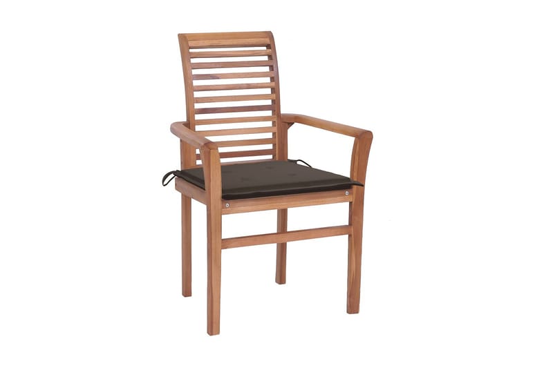 Spisebordsstole 4 Stk. Med Gråbrune Hynder massivt teaktræ - Spisebordsstole & køkkenstole - Kurvestole - Armstole