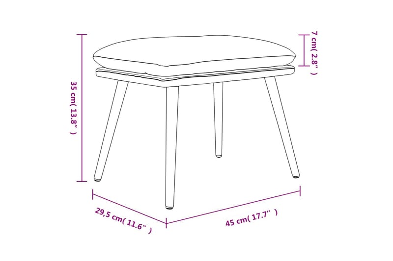 beBasic fodskammel 45x29,5x39 cm fløjl vinrød - RÃ¸d - Puf