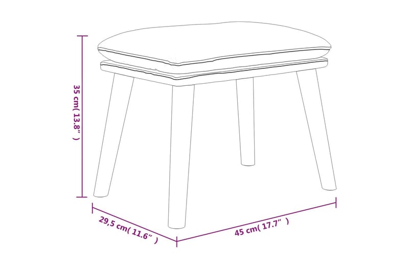 beBasic fodskammel 45x29,5x39 cm stof og kunstlæder mørkegrå - GrÃ¥ - Puf