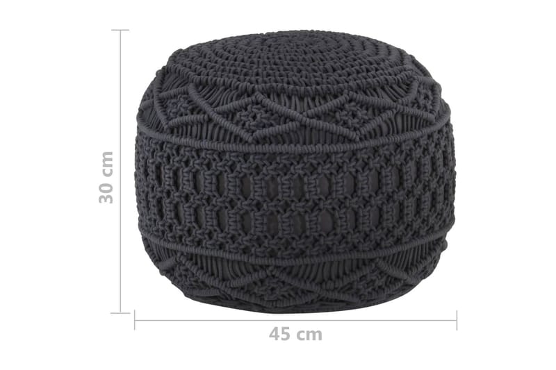 Håndlavet macramépuf 45x30 cm bomuld antracitgrå - Antracit - Møbler - Stole & lænestole - Taburet & skammel - Ottoman