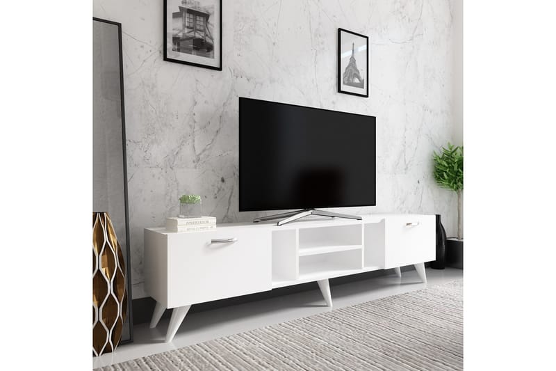 Rudy TV-benk 180x29,6 cm Hvit - Hanah Home - Møbler - TV borde & mediemøbler - TV-borde