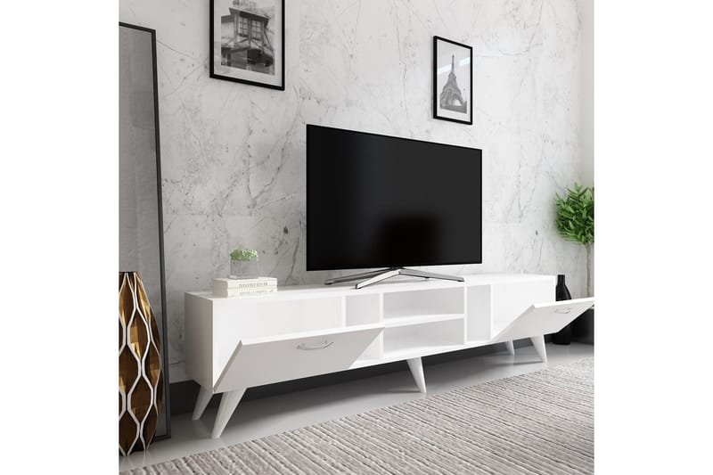 Rudy TV-benk 180x29,6 cm Hvit - Hanah Home - Møbler - TV borde & mediemøbler - TV-borde