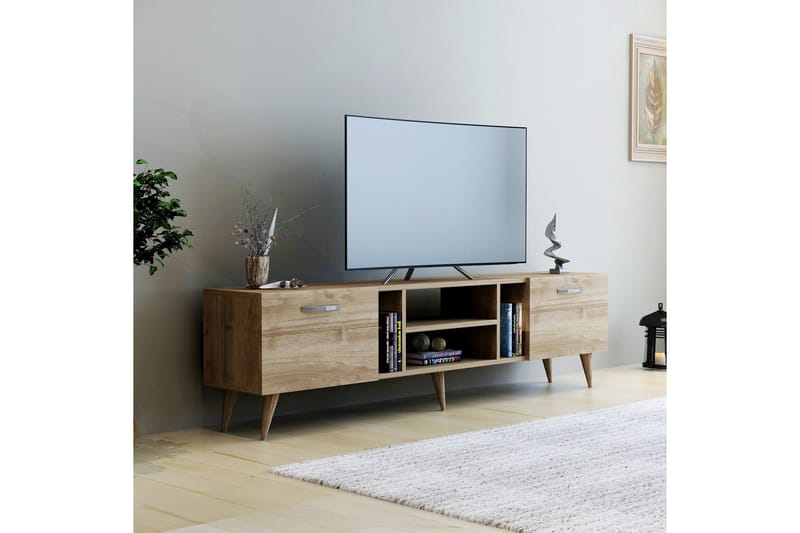 Rudy TV-benk 180x29,6 cm Brun - Hanah Home - Møbler - TV borde & mediemøbler - TV-borde