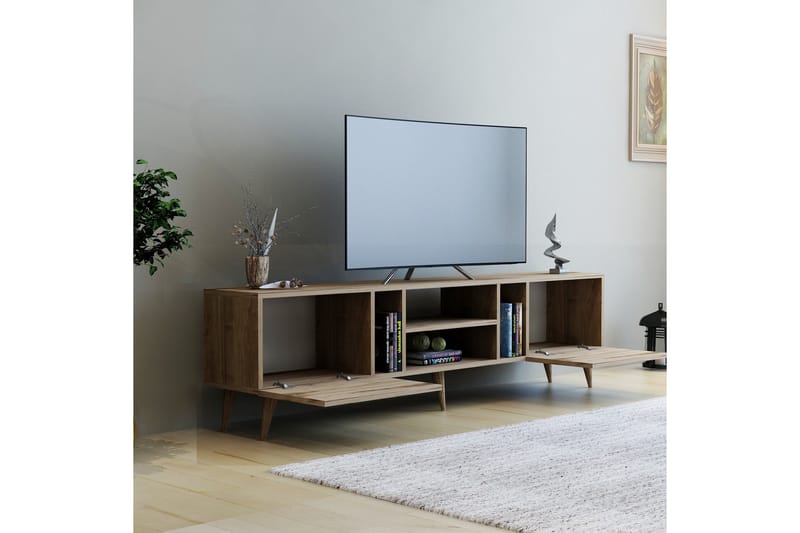 Rudy TV-benk 180x29,6 cm Brun - Hanah Home - Møbler - TV borde & mediemøbler - TV-borde