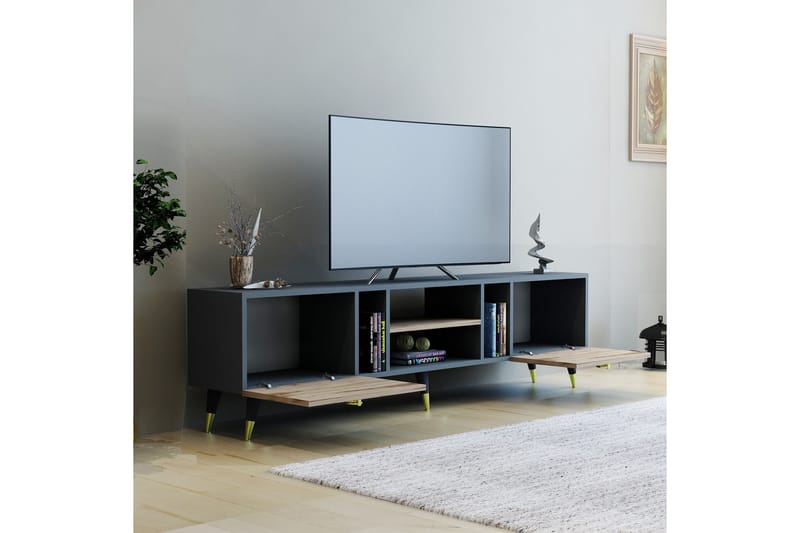 Rudy Tv-bænk 180x29,6 cm Brun/Sort - Hanah Home - Møbler - TV borde & mediemøbler - TV-borde