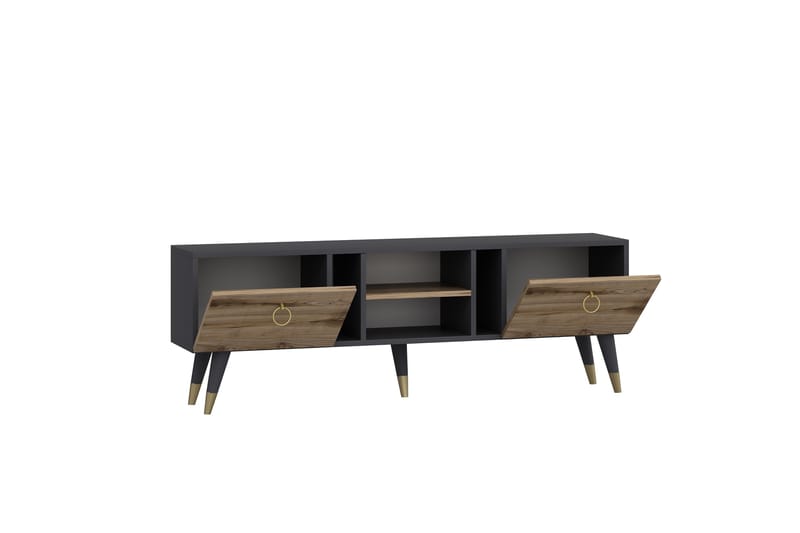 Rudy Tv-bænk 180x29,6 cm Brun/Sort - Hanah Home - Møbler - TV borde & mediemøbler - TV-borde