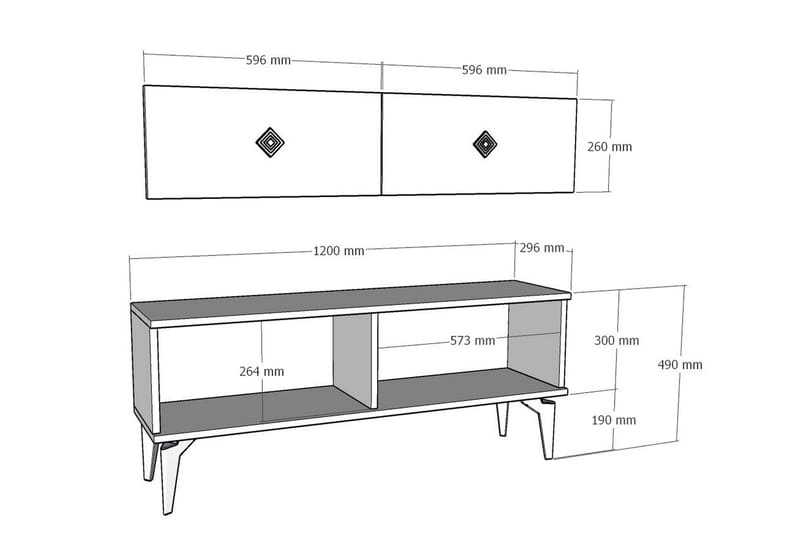 Arel Tv-bänk 120 cm - Hvid/Guld - Møbler - TV borde & mediemøbler - TV-borde