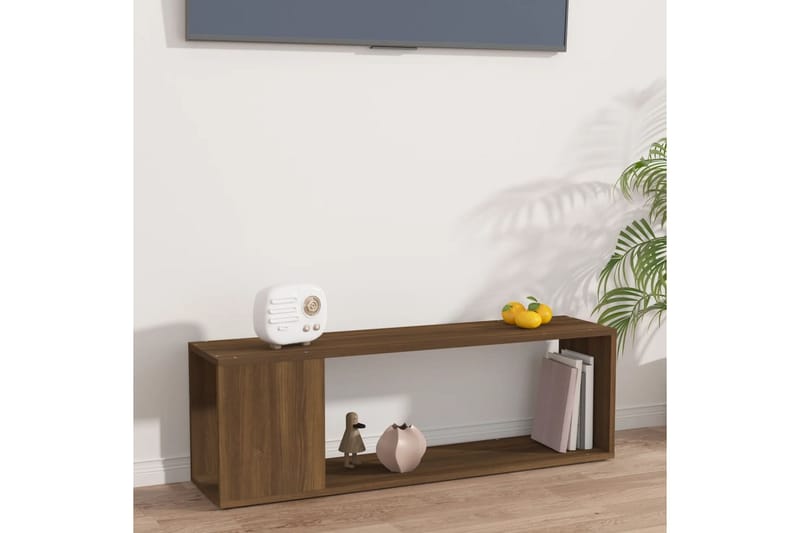 beBasic tv-bord 100x24x32 cm konstrueret træ brun egetræ - Brun - Møbler - TV borde & mediemøbler - TV-borde