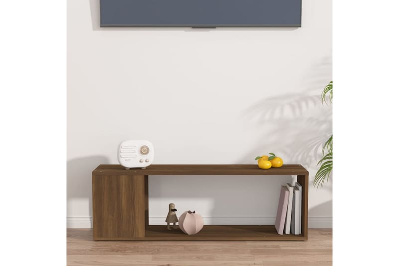 beBasic tv-bord 100x24x32 cm konstrueret træ brun egetræ - Brun - Møbler - TV borde & mediemøbler - TV-borde