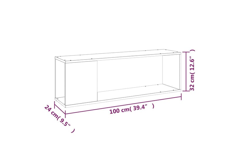 beBasic tv-bord 100x24x32 cm konstrueret træ brun egetræ - Brun - Møbler - TV borde & mediemøbler - TV-borde