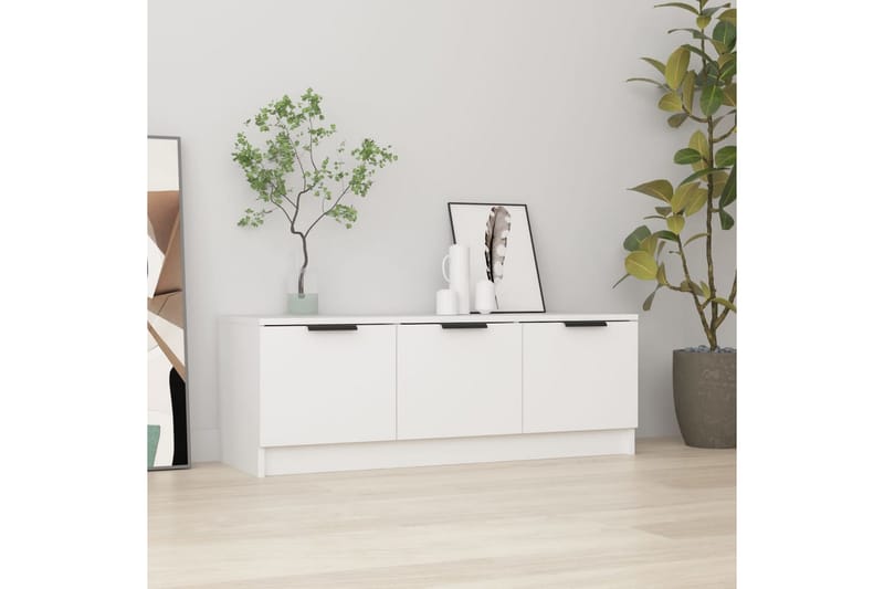 beBasic tv-bord 102x35x36,5 cm konstrueret træ hvid - Hvid - TV-borde