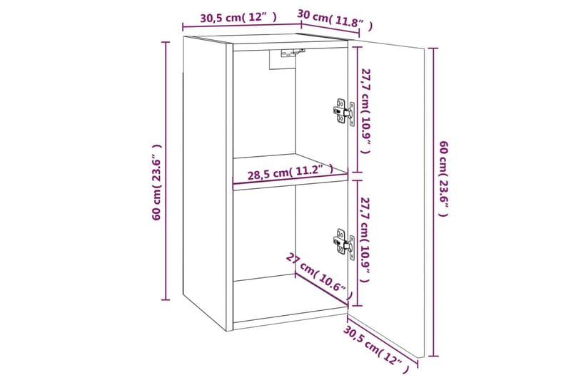 beBasic tv-bord 30,5x30x60 cm konstrueret træ brun egetræsfarve - Brun - Møbler - TV borde & mediemøbler - TV-borde