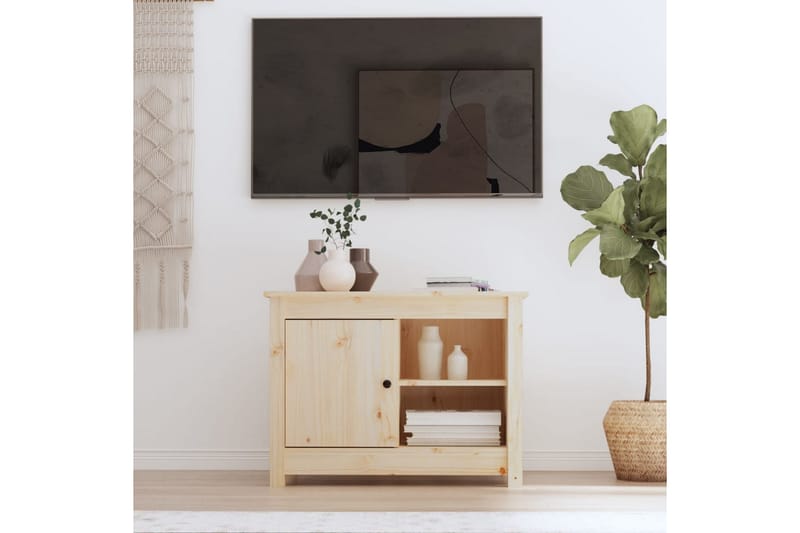 beBasic tv-bord 70x36,5x52 cm massivt fyrretræ - Brun - Møbler - TV borde & mediemøbler - TV-borde