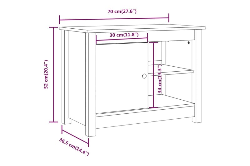 beBasic tv-bord 70x36,5x52 cm massivt fyrretræ - Brun - Møbler - TV borde & mediemøbler - TV-borde