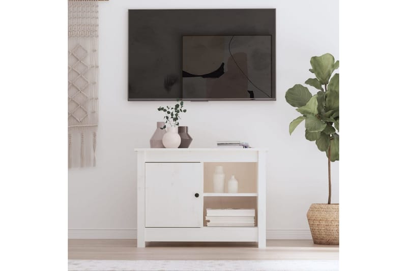 beBasic tv-bord 70x36,5x52 cm massivt fyrretræ hvid - Hvid - Møbler - TV borde & mediemøbler - TV-borde