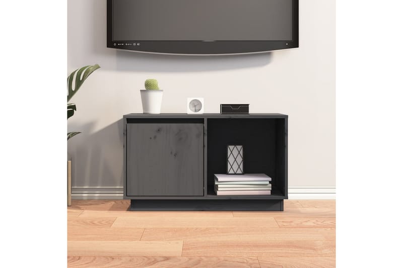 beBasic tv-bord 74x35x44 cm massivt fyrretræ grå - GrÃ¥ - Møbler - TV borde & mediemøbler - TV-borde